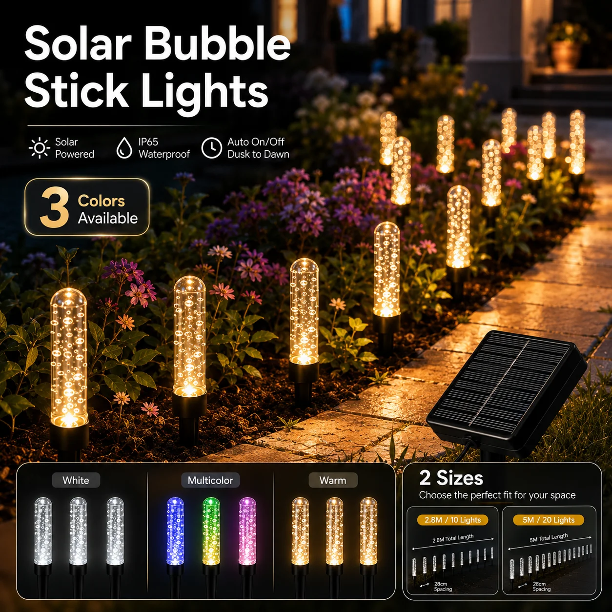 Solar Bubble Stick LED Garden Pathway Lights 5