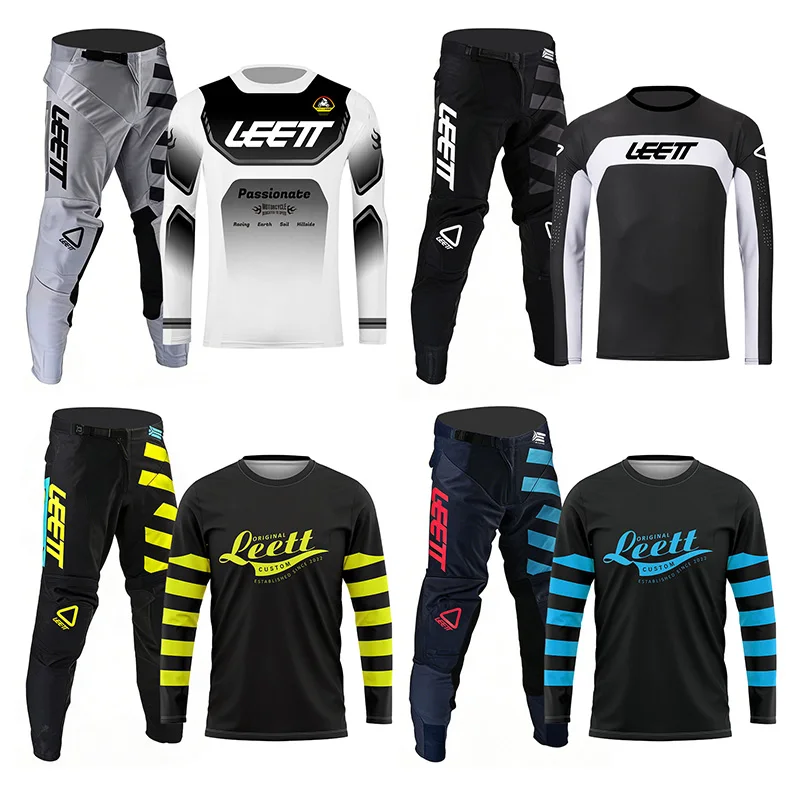 

2026 leett motocross gear set name number customize racing suit Off-road MX MTB MOTO Mens Kits black yellow Women's