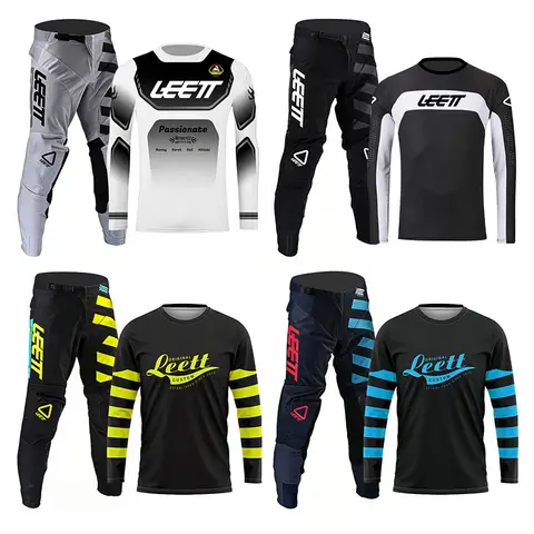 2026 Leett Motocross Gear Set Name Number Customize Racing Suit Off-Road MX MTB MOTO Mens Kits Black Yellow Women's