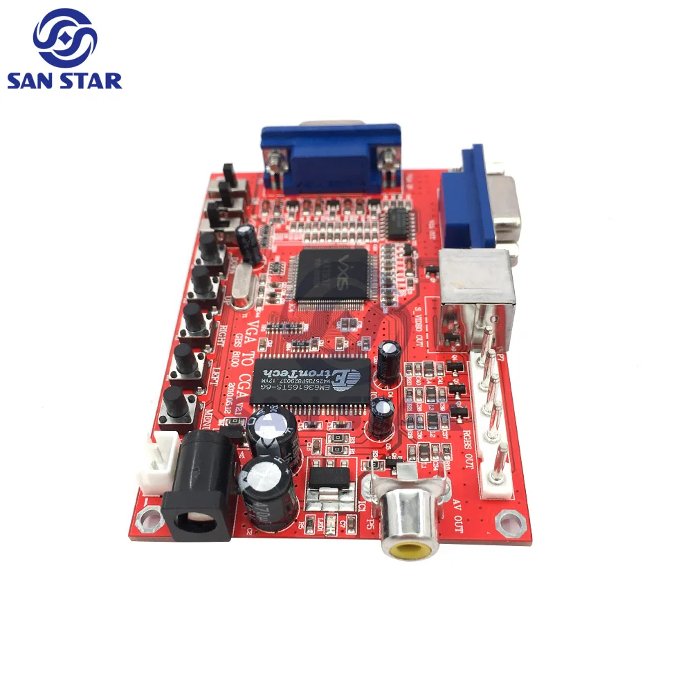 1 PCS VGA TO CGA 5 PINS RGBS/CVBS/S-VIDEO/AV video converter board CRT monitor converter board for game machine