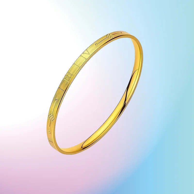 

new 9999 real gold 24K 1314 Bracelet Women's Gold Plated Roman Numerals Lifetime