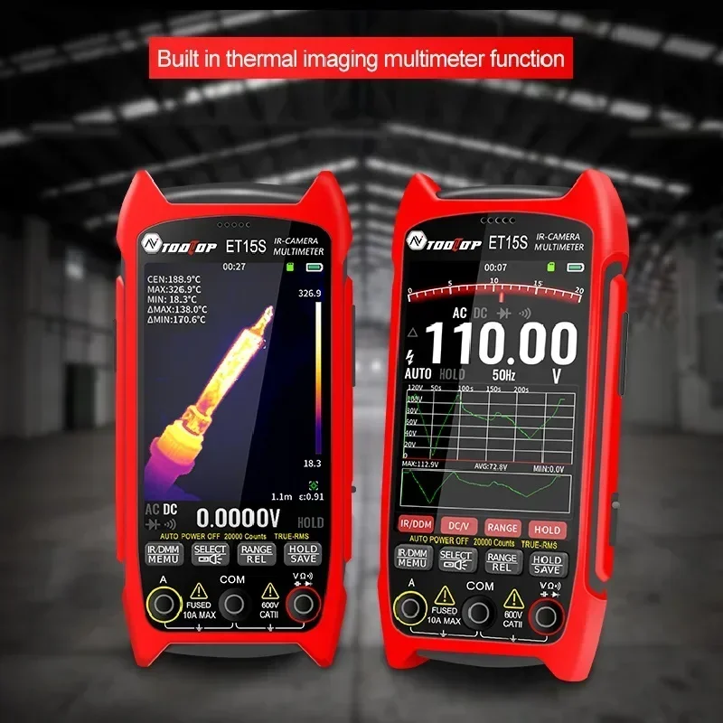 19999 Counts T-RMS Multimeter HVAC Heating PCB Inspect ET15S 256*192 Thermal Multimeter 3.5-inch Industry Thermal Camera
