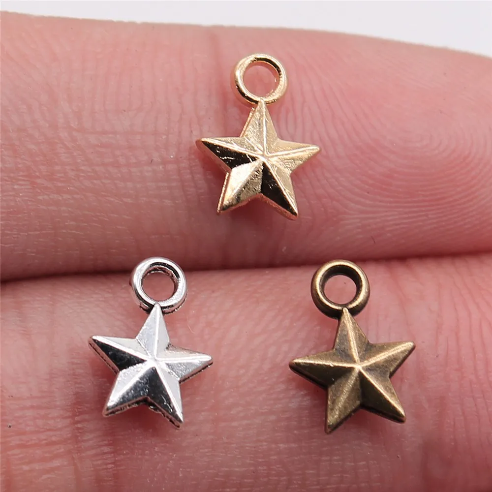 40pcs Pentagram Star Charm For Jewelry Making 10x7mm 3 Colors Jewelry Accessories