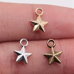 40pcs Pentagram Star Charm For Jewelry Making 10x7mm 3 Colors Jewelry Accessories