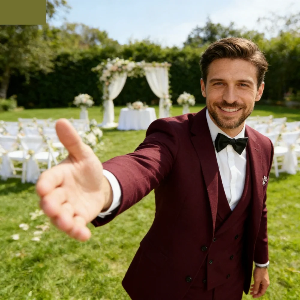 

Elegant Ternos Masculinos 3-Piece Smoking Set with Notched Lapel Blazer Vest And Pants Formal Ensemble Men's Suit
