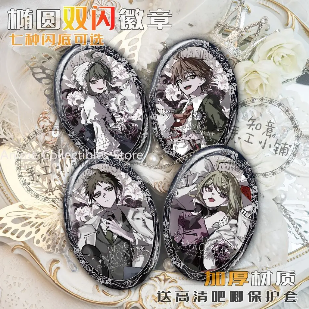 

Danganronpa Hinata Hajime Anime Badge Tinplate Ellipse Brooch Cartoon Figure Badges Backpack Clothes Lapel Pin Props