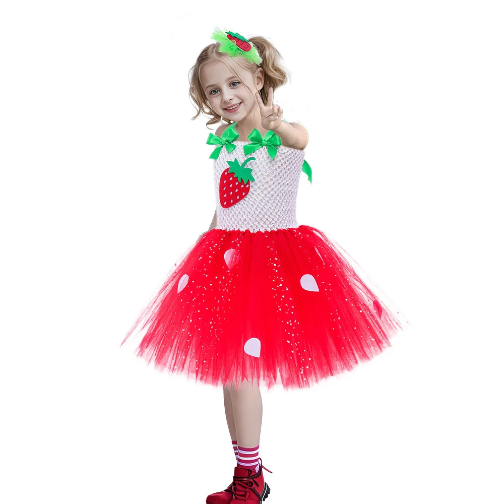 Niedliches Baby-Ballett-Tutu, Erdbeer-Spitzen-Prinzessinnenkleid, Kinder-Geburtstagskostüm, Rollenspiel-Wassermelonen-Weihnachtskleid, Geschenk – Detail 21