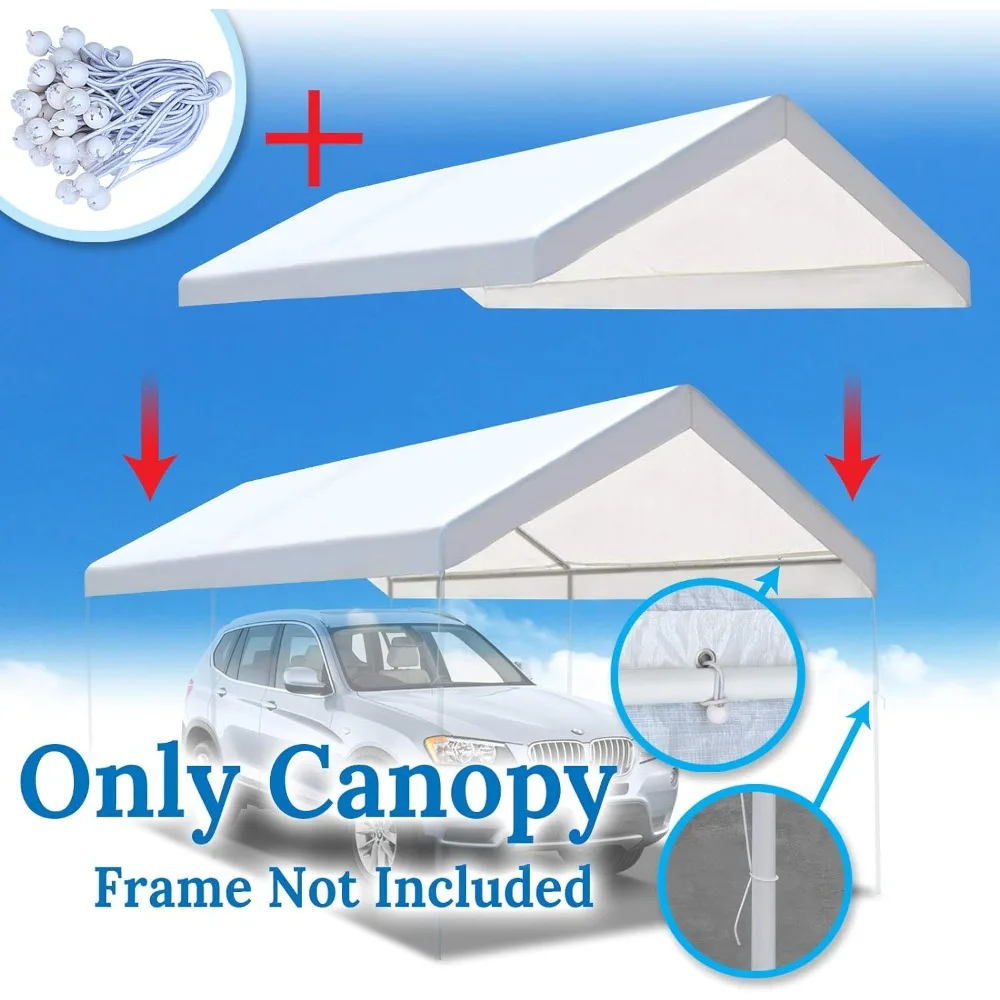 10'x20' Carport Replacement Canopy Garage Top Tarp Shelter Cover, Canopy ONLY (w/Edge)