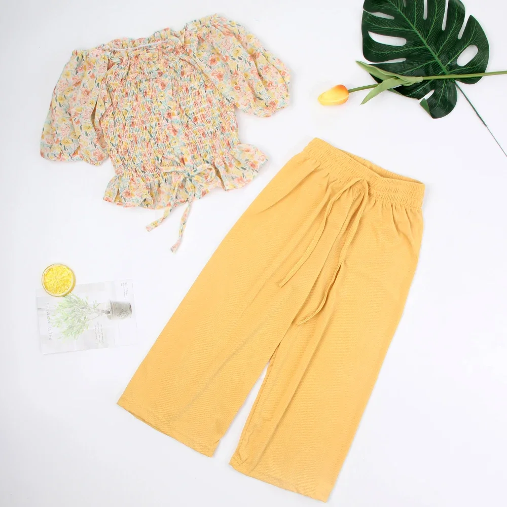 

LZH Girls Summer Clothes Set - T-shirt & Trousers Outfit