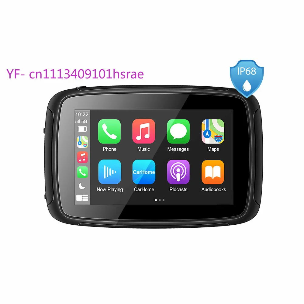 

5 Inch Motorcycle GPS Navigator, Wireless CarPlay Android Auto Bluetooth Interconnect Touch Screen