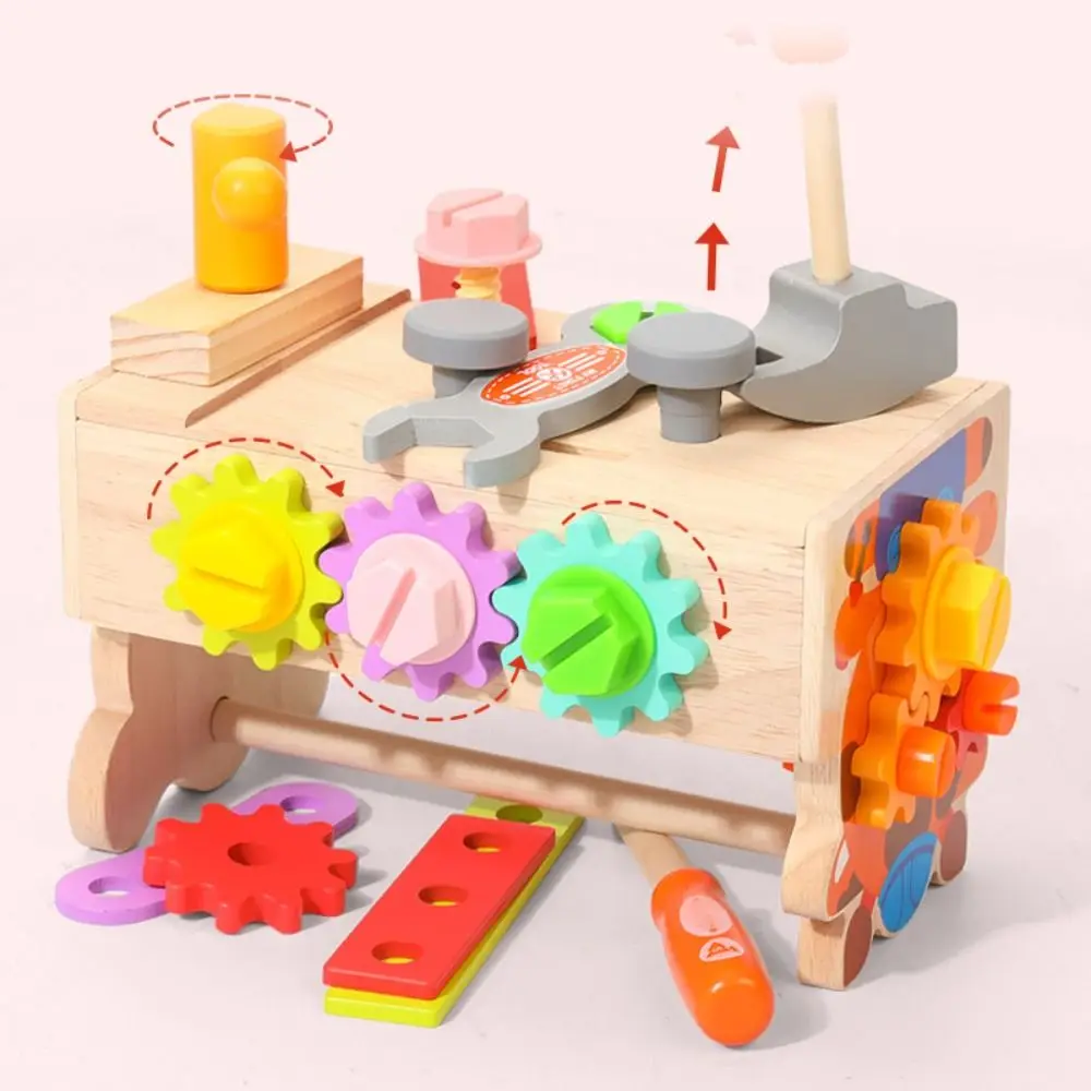 Caja de herramientas de madera para niños, juguete Montessori, herramientas de juego de imitación, rompecabezas, juego de desmontaje, tuerca, tornillo, herramienta de reparación de simulación desmontable