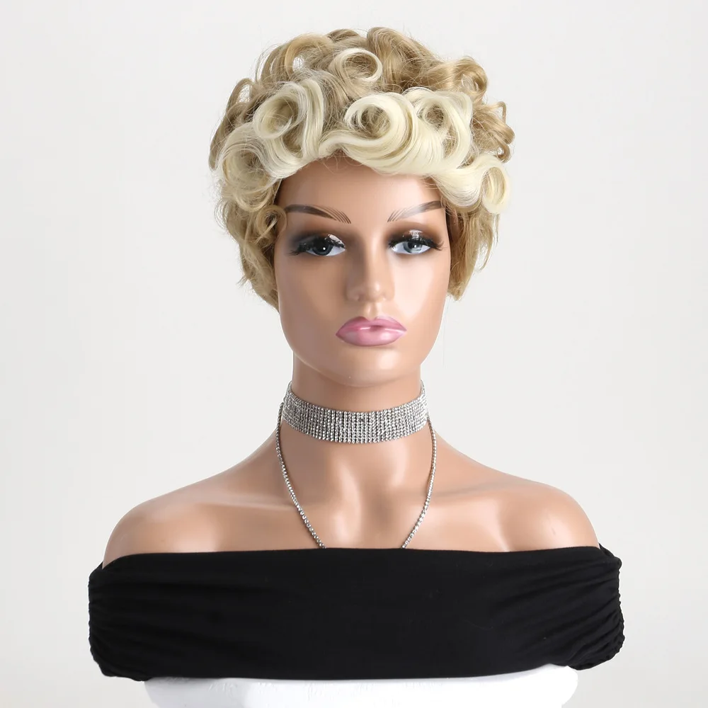 Synthetic Hair Short Curly Wigs Women Cheap Wigs On Sale Clearance Blonde Wig Female Synthetic Wigs for Women Cosplay Wig