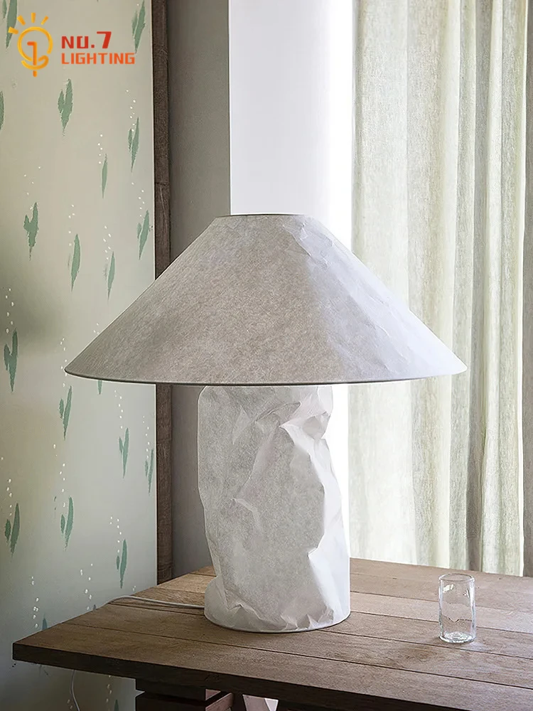 Lámpara de mesa de papel Janpanese Wabi-sabi Tyvek LED E27 luces de escritorio modernas minimalistas dormitorio cabecera sala de estar/habitación modelo Hotel cafetería