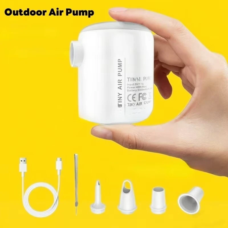 Electric Air Pump Vacuum Pump with Compression Bag, Mini Inflatable Pump for Camping Outdoor, Inflatable Bed Mattress