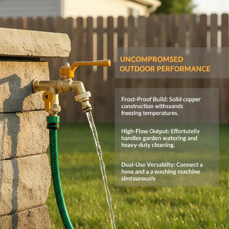 1 Set One In Two Out Outdoor Courtyard Faucet Thickened Antifreeze Water Tap For Garden Landscaping Irrigation