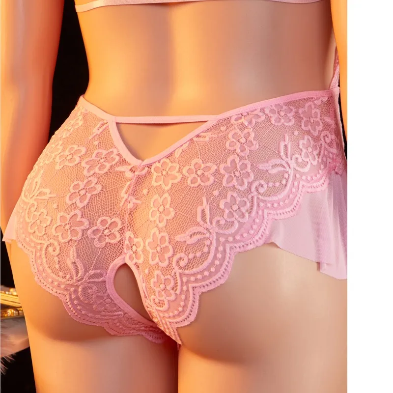 Plus Size 1XL-4XL Teddy perspective Sexy Lingerie Women Crotchless Deep V Lace Hollow Bodysuit Underwear Set Erotic Costumes view 5