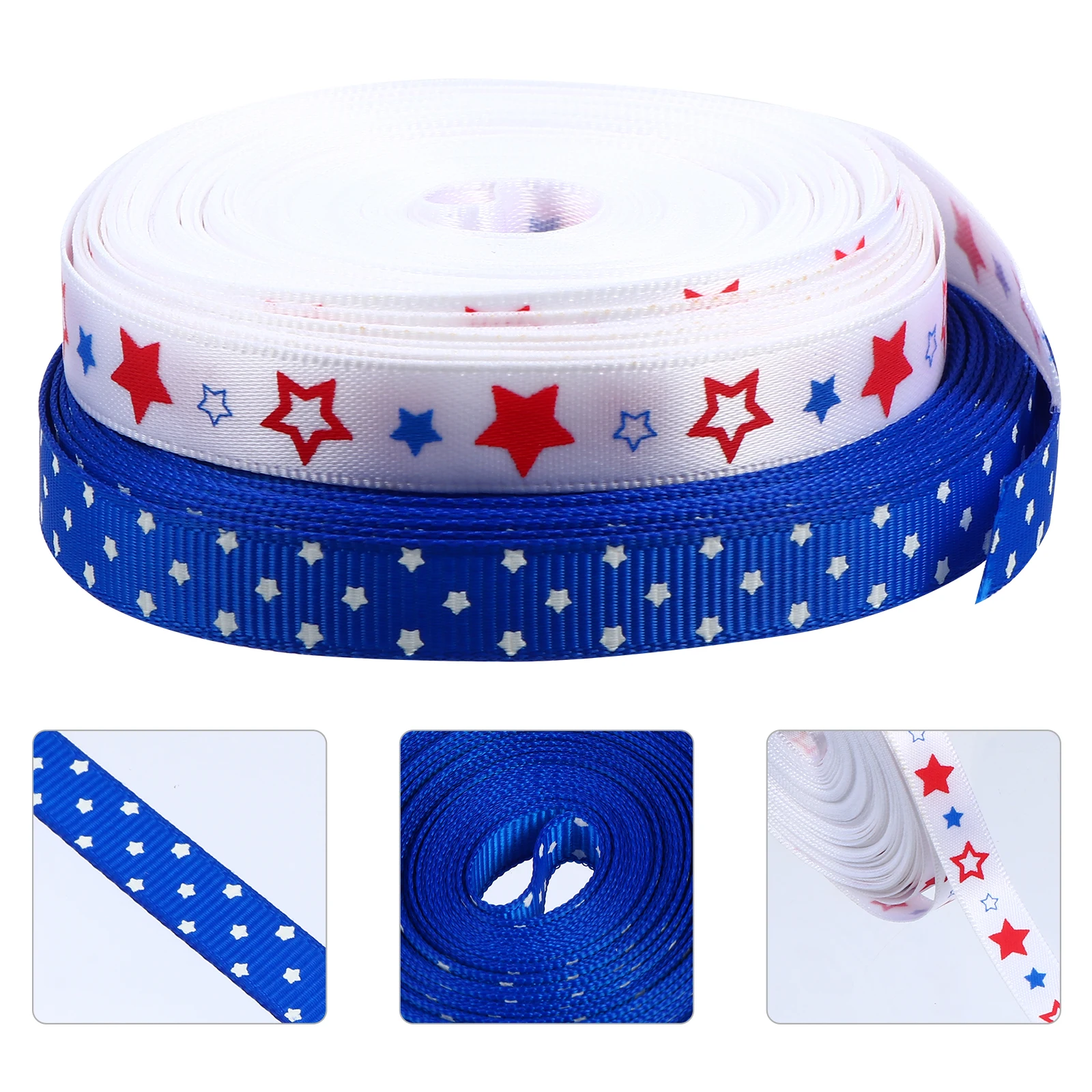 

2 Rolls White Polyester Ribbons for Bouquet Decoration Independence Day Wrapping Multipurpose DIY Gift Cake Bow Knot Making