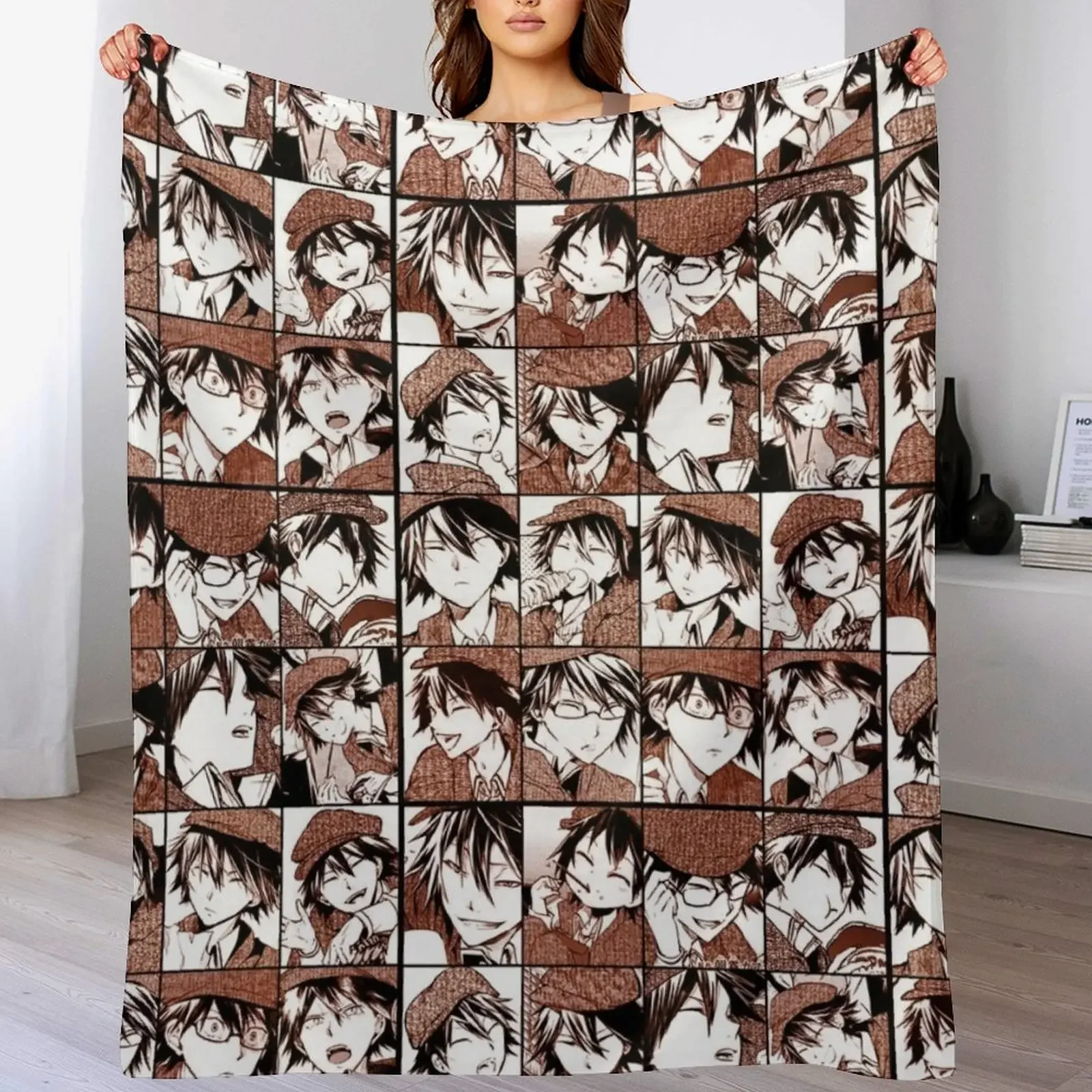 Detective Bungou s d collage- manga panel color version Throw Blanket Flannels Heavy Blankets