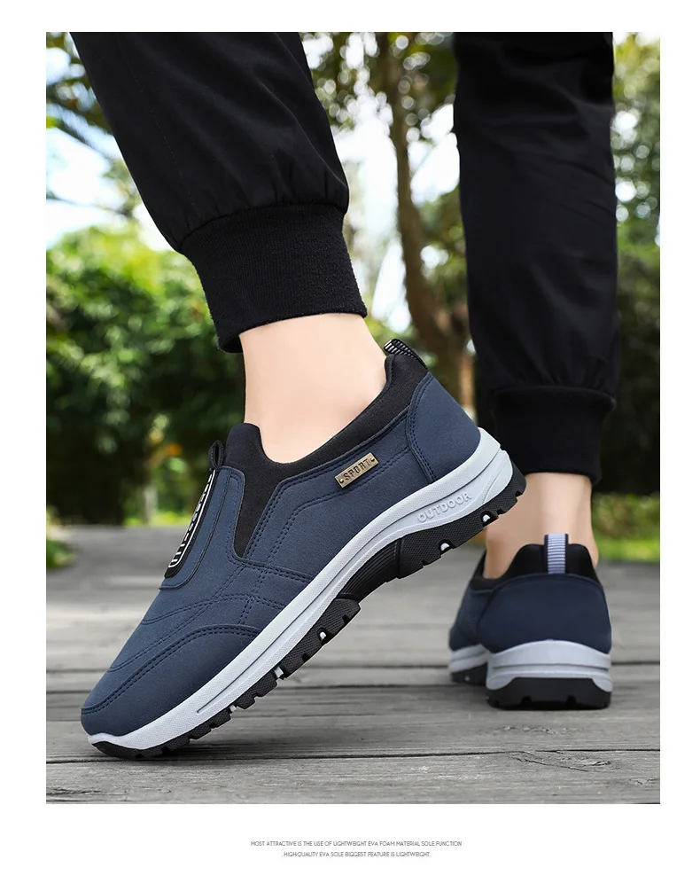 Wasserdichte Slip-On-Wanderschuhe für ältere Herren, rutschfest, stoßdämpfend, mit Profilsohle, für den täglichen Gebrauch im Freien, Freizeitschuhe, Wanderschuhe – Detail 17