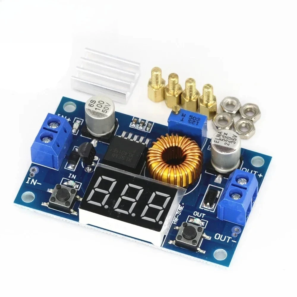 XL4015 5A 벅 컨버터 모듈 75W DC-DC 조정 가능한 스텝다운 전압 레귤레이터 디지털 전압계가 있는 배터리 충전기