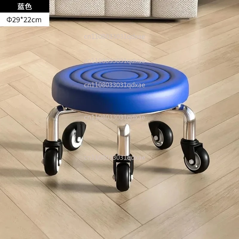 Universal Wheel Small Stool Manicure Sewing Bench Household Pulley Low Height Adjustable Footrest for Crafting And Sewing