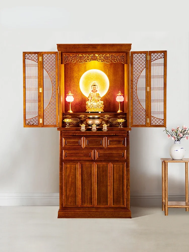 

Modern minimalist Chinese solid wood Buddha cabinet for the goddess of wealth and bodhisattva