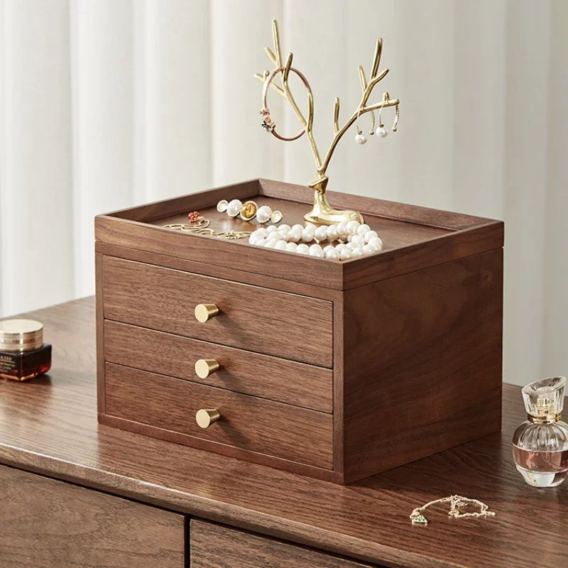 Creative Wooden Jewelry Box Vintage Storage Containers with Delicate Hair Accessories Organizer for Aesthetic Appeal