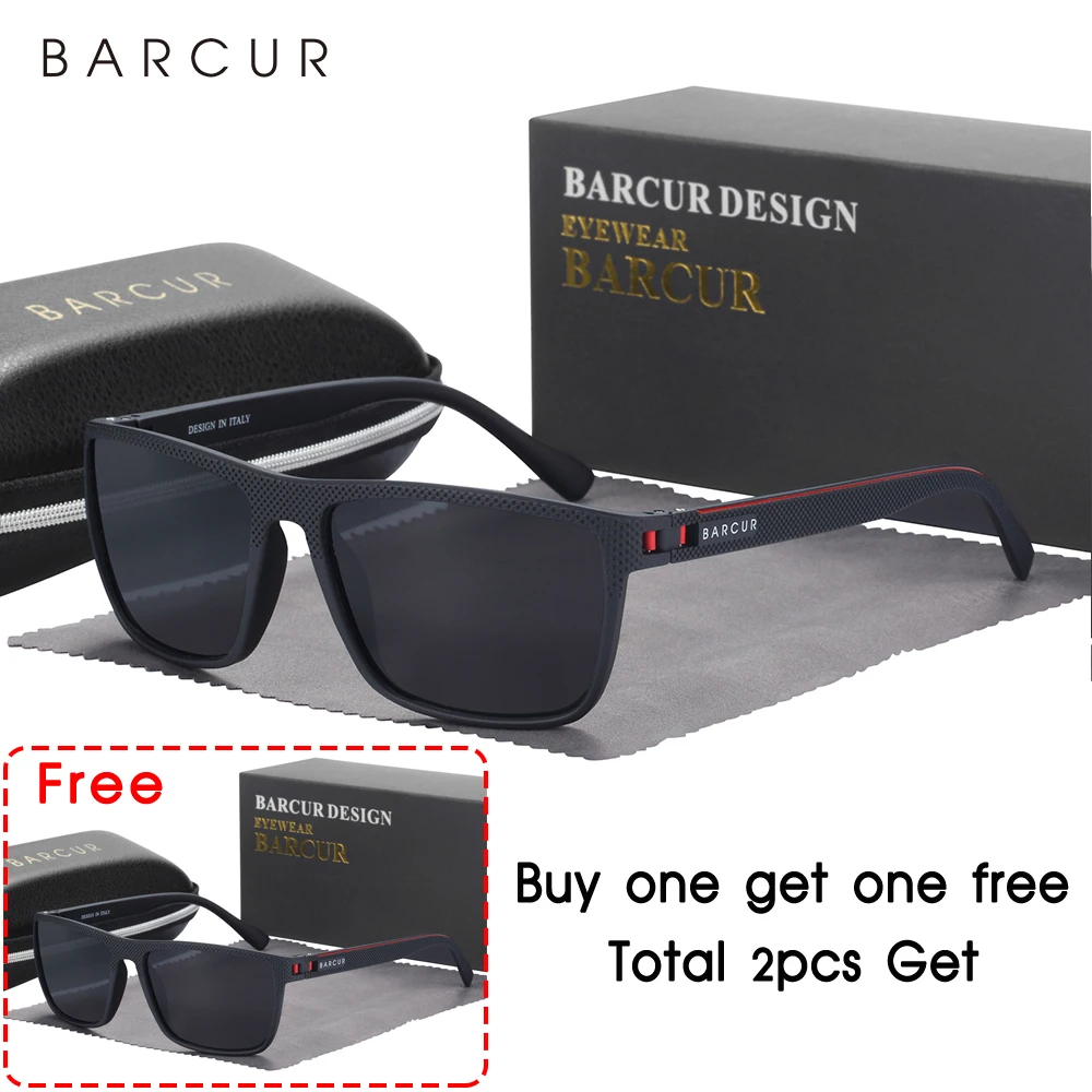 BARCUR Ontwerp TR90 Zonnebril Heren Gepolariseerde Lichtgewicht Sportzonnebril Dames Brillen Accessoire Oculos UVAB Bescherming