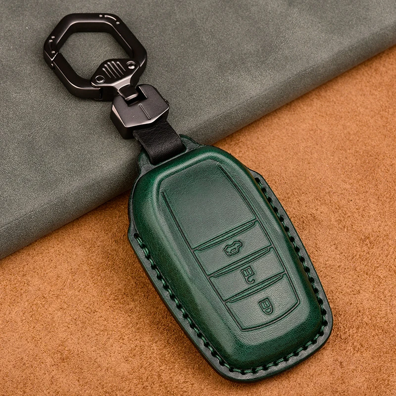 Leather Car Key Case Cover fob for Toyota Chr C-hr Land Cruiser 200 Avensis Auris Corolla Smart Keychain Shell Accessories Ring