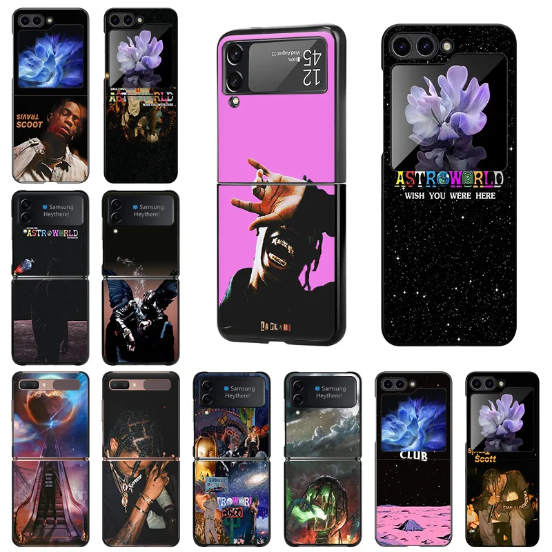 Luxury Travis Scott Mobile Phone Cases For Samsung Galaxy ZFlip6 Z Flip3 Flip4 Flip5 5G Flip 6 5 4 3 Black Hard Anti-Drop Cover