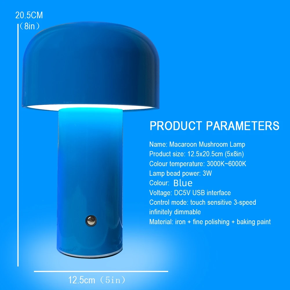 Mushroom Table Lamp with Touch Sensor USB Charging Small Night Light for Kids Bedroom Boy Girls Birthday Christmas Gifts