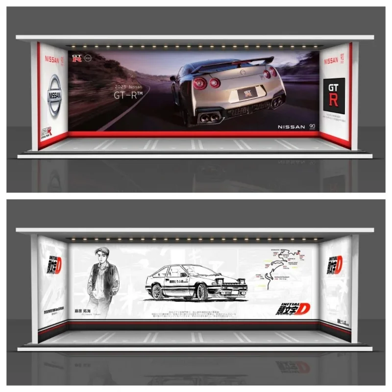

Miniature 1/64 Garage Scene Model Scene with Light Simulation Model Scene Decoration Collect Model Car Lot Backdrop Boys gift