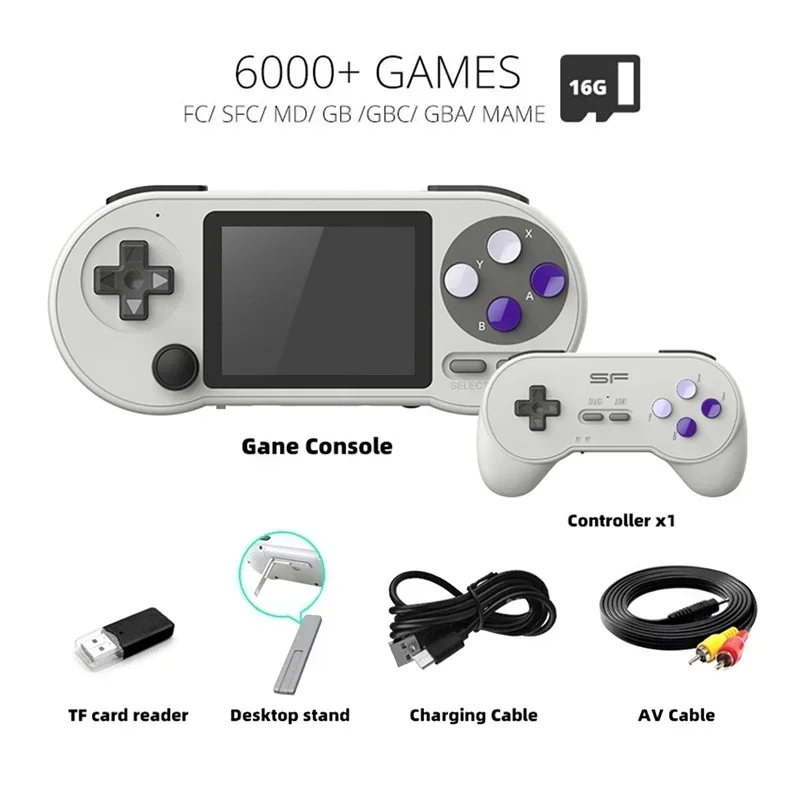 

Console+Handle Built-In 6000 Games Classic Support AV Output portable game console 1Set SF2000 Handheld Game