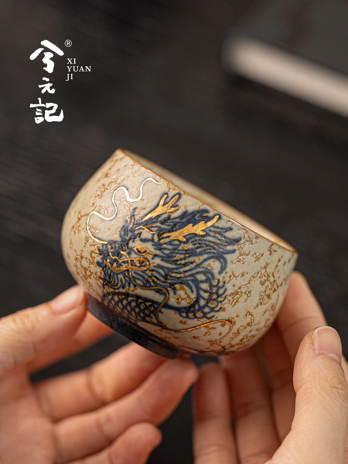 Hand Painted Blue and White Cup Single Ceramic Dragon-Pattern Men's Personal Special High-End Tea Gift