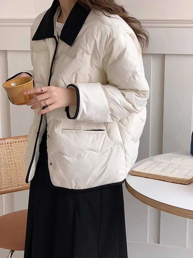 

2026 Autumn New Style Women's Short Lightweight Puffer Jacket Korean Version Flip Collar Cotton down Outerwear