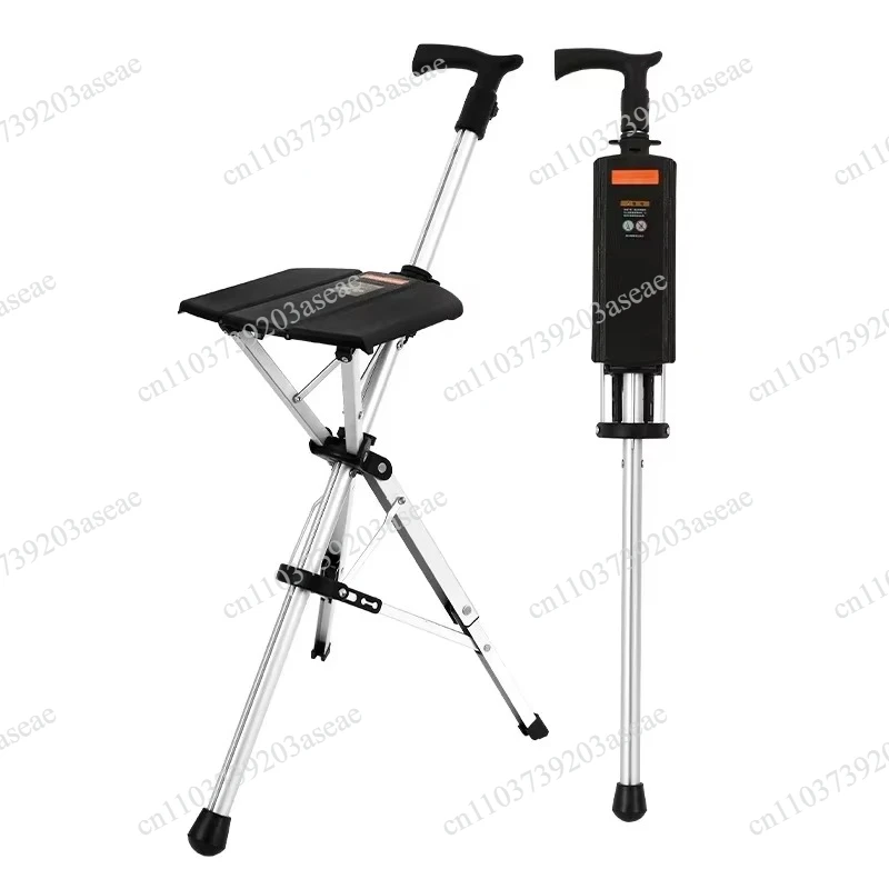Anti-slip 2-in-1 Aluminum Walking Stick With Seat Foldable Cane Stool For Outdoor Trekking