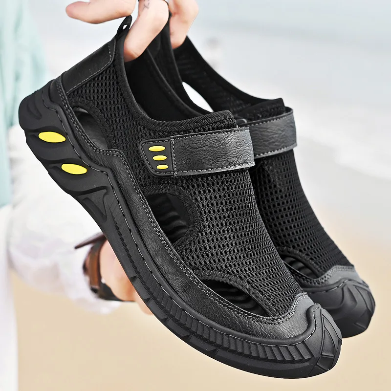 Men's Sandals New 2024 Summer Men's Shoes Mesh Casual Beach sandals Shoes Hollow Out Lightweight Soft Bottom Anti Odor