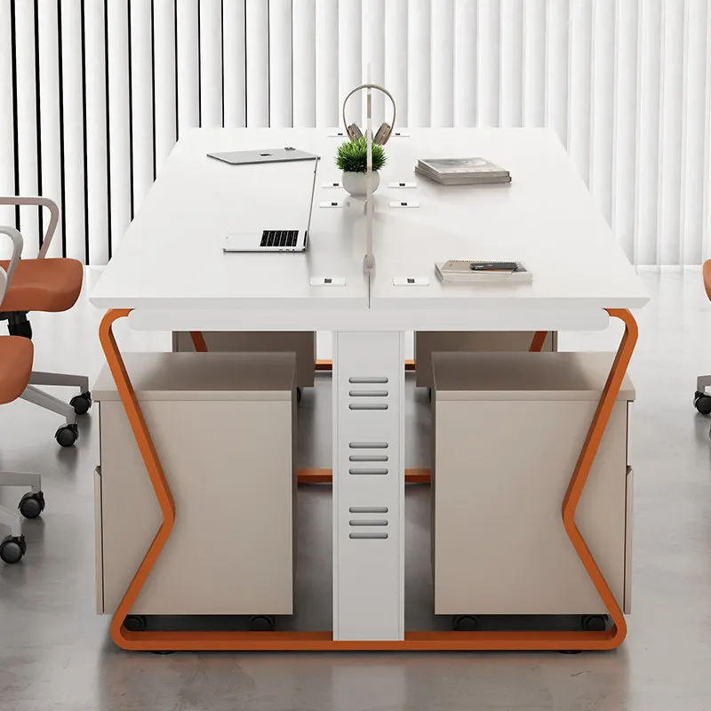 

Desk 2/4/6 Seat Table and Chair Combination Staff Butterfly Leg Screen Card Seat Simple Modern