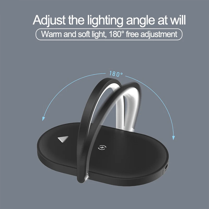 

3 In 1 Foldable Wireless Charger Night Light Wireless Charging Station Stonego LED Reading Table Lamp 15W Fast Charging Light