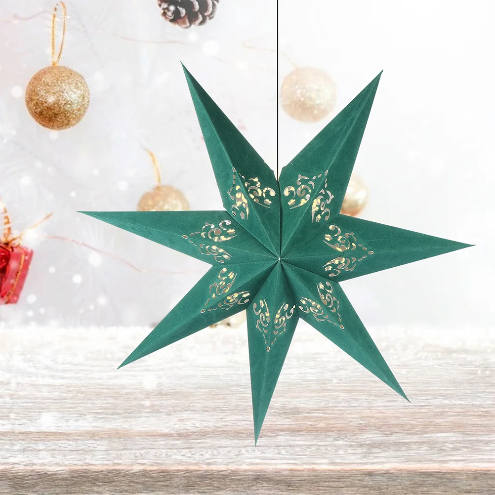 

2Pcs Star Paper Lantern for Holiday Wedding Decoration - Hanging 3D Christmas Lampshade, Foldable Light-Weight Festive Ceiling
