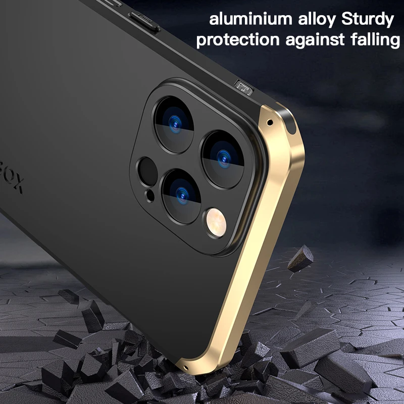 Aluminum Metal Shockproof case For iPhone 15 14 13 12 Pro Max Armor Back Cover for iphone 15 14 Pro XS MAX XR 6 7 8 Plus X Coque
