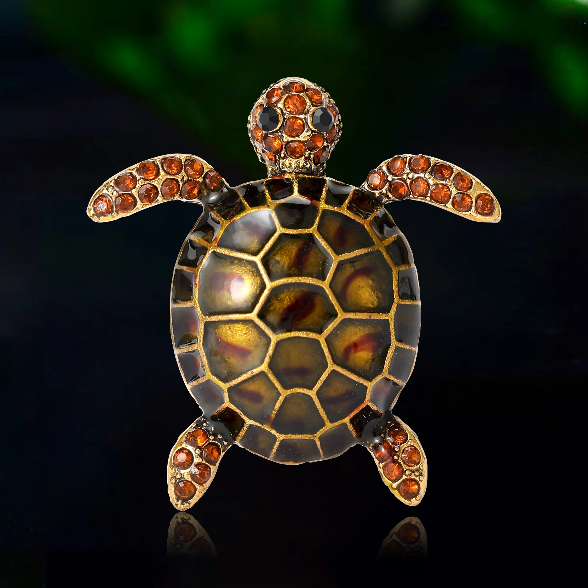 Rhinestone Sea Turtle Brooches for Women Unisex Glass Sea Life Animal Pins Event Party Backpack Decoration Clothes Accessories