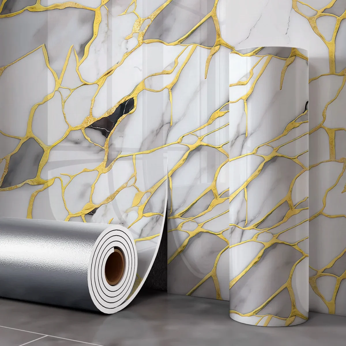 1 لفة الرخام نمط فو بلاط الجدار ملصق ذاتية اللصق سميكة غرفة المعيشة جدار ديكور الراقية زيت مقاوم للماء برهان خلفية #1