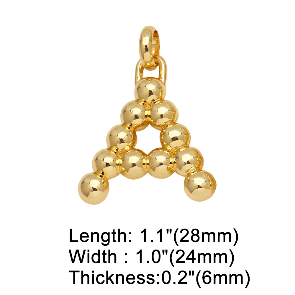Clearance Polish Beads Bubble Letter Pendant for Necklaces Copper Ballon Initial Necklace Jewelry Making Supplies pdtb598