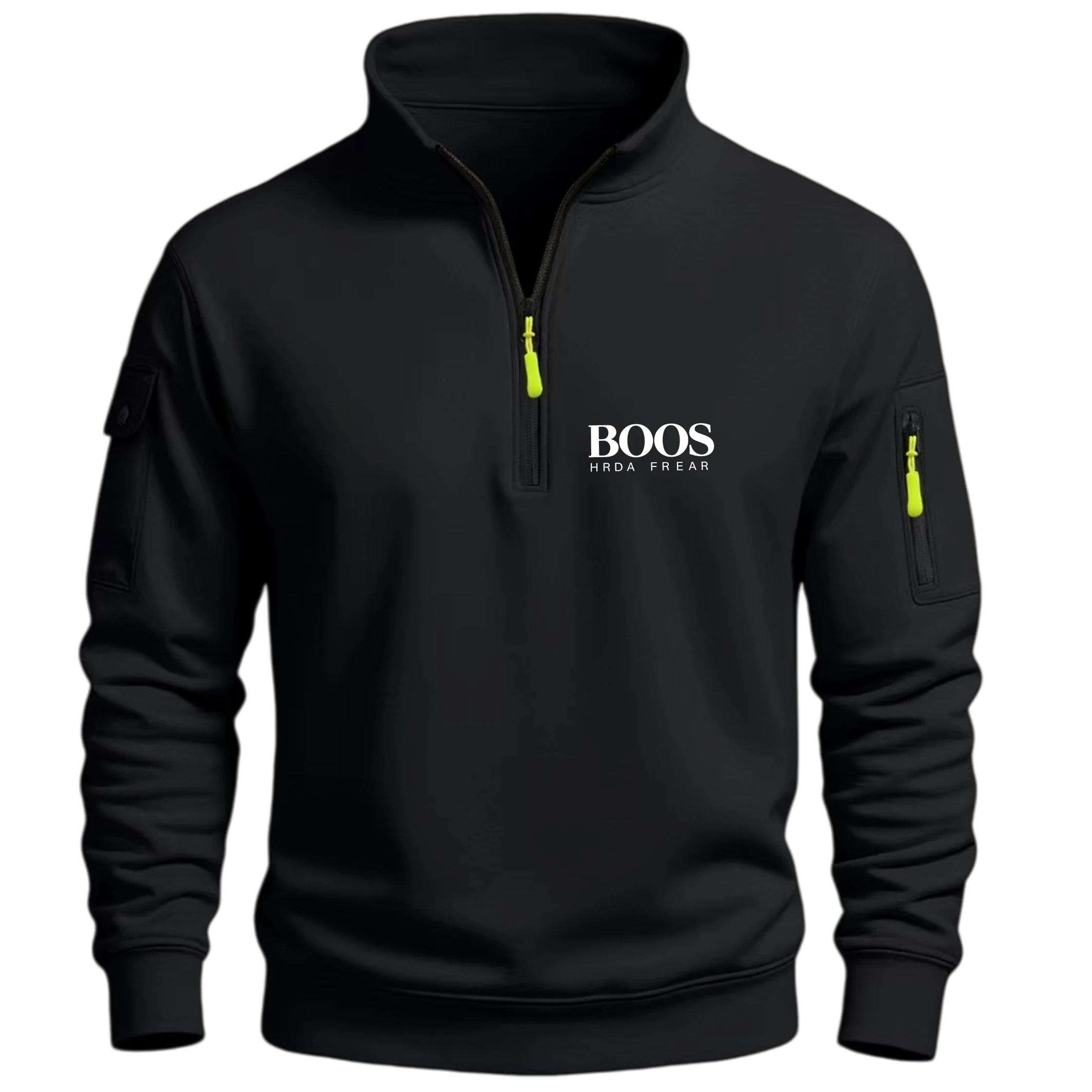 Men's Half Zip Pullover Sweatshirt Autumn Solid Color Stand Collar Long Sleeve Casual Top Soft Streetwear Loose Sweatshirt