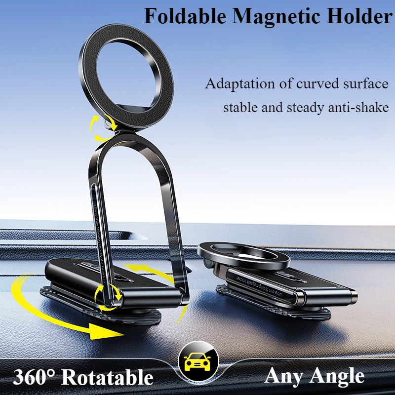 

Hipacool Magnetic Car Phone Holder 360° Rotatable Detachable Car Accessories Interior Aluminum Alloy Folding Adhesive Model