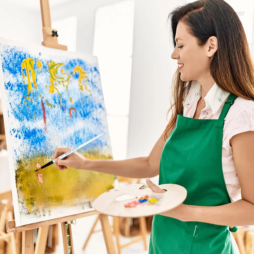 مجموعة 6 قطع من فرش الطلاء الفنية، فرش صناعية مستديرة للألوان المائية والأكريليك والغواش والرسم الزيتي والحرف اليدوية - جودة احترافية