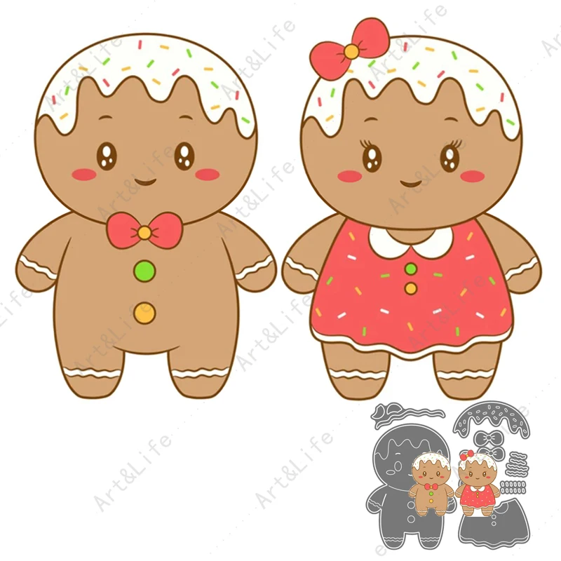 2 w 1 Metal wykrojniki Gingerbread Man Christmas Deer szablony do robienia Scrapbooking, rzemiosło tłoczenie foremki do wycinania forma do wycinania