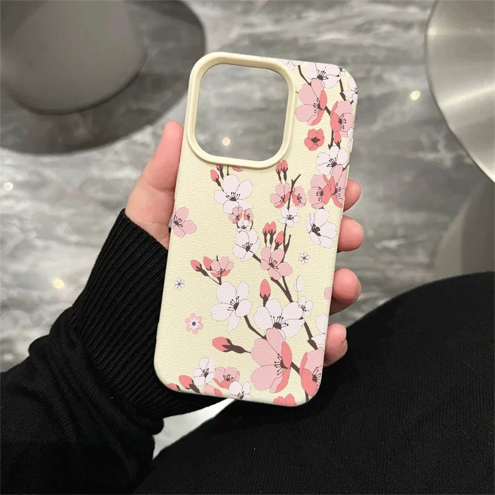Korean Weeping Cherry Phone Case For iPhone 17 16 15 14 13 12 Pro Max 17 16 15 14 Pro 16 15 14 Plus 17Air Silicone Matte Cover - view 6