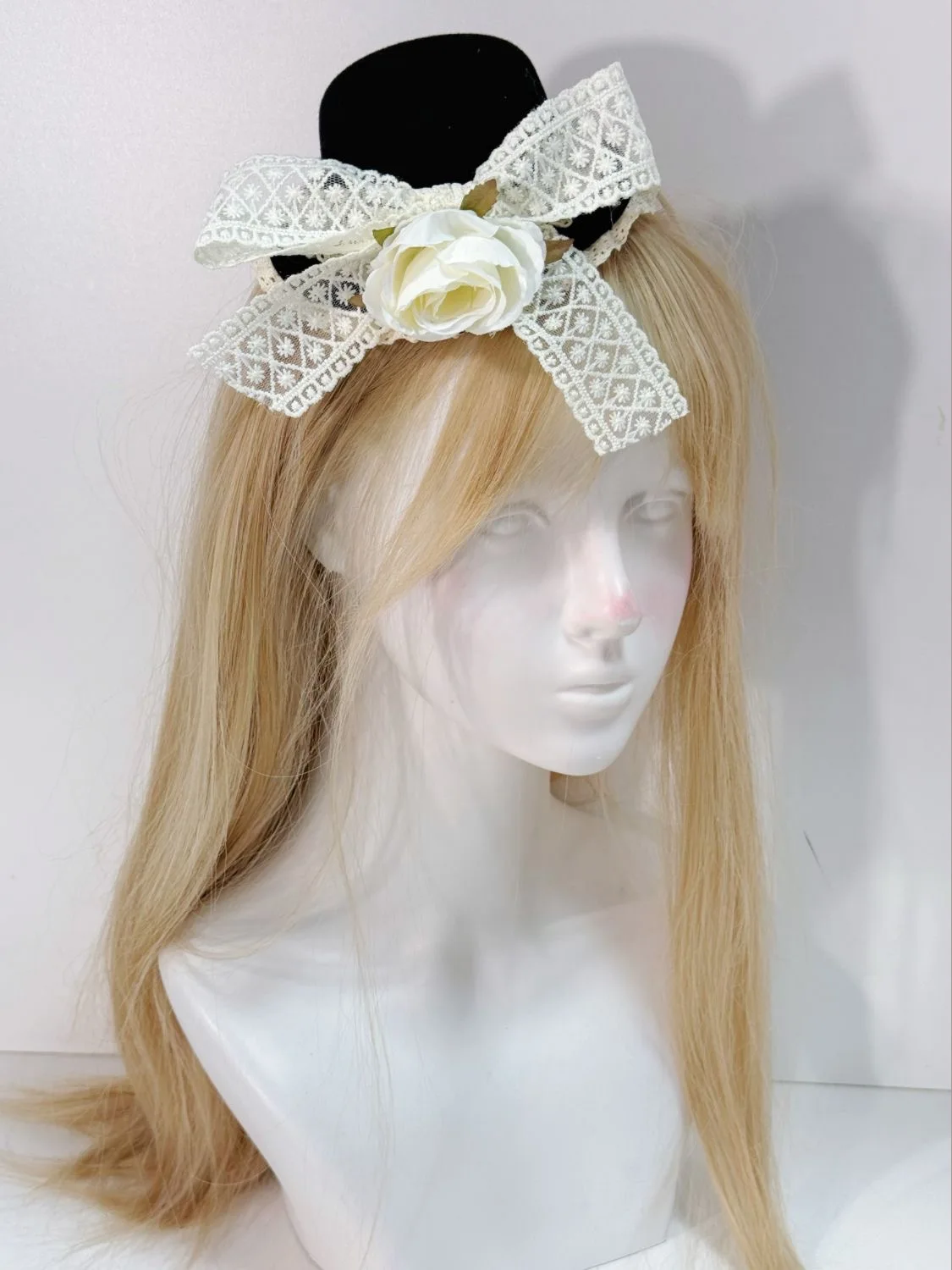 Harajuku feminino meninas lolita branco rosa laço arco fita mini chapéu grampo de cabelo cocar japonês feminino cosplay hairpin acessórios